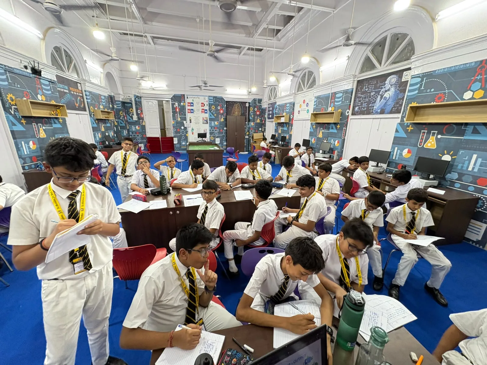 Students learning together in a BharatRobo robotics and STEM classroom lab